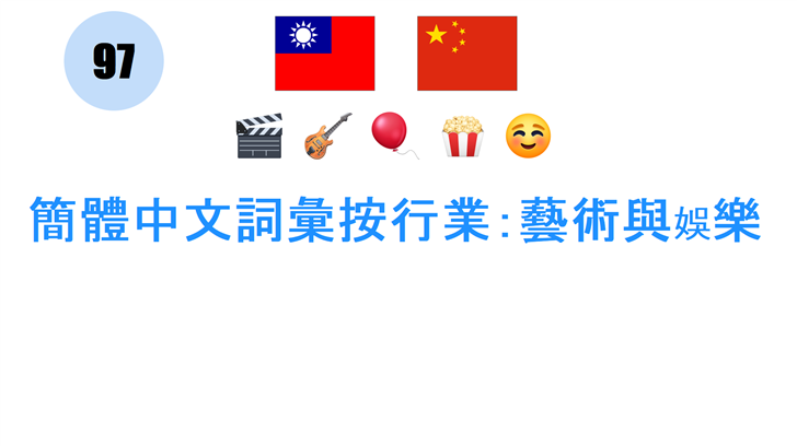 簡體中文詞彙按行業：藝術與娛樂